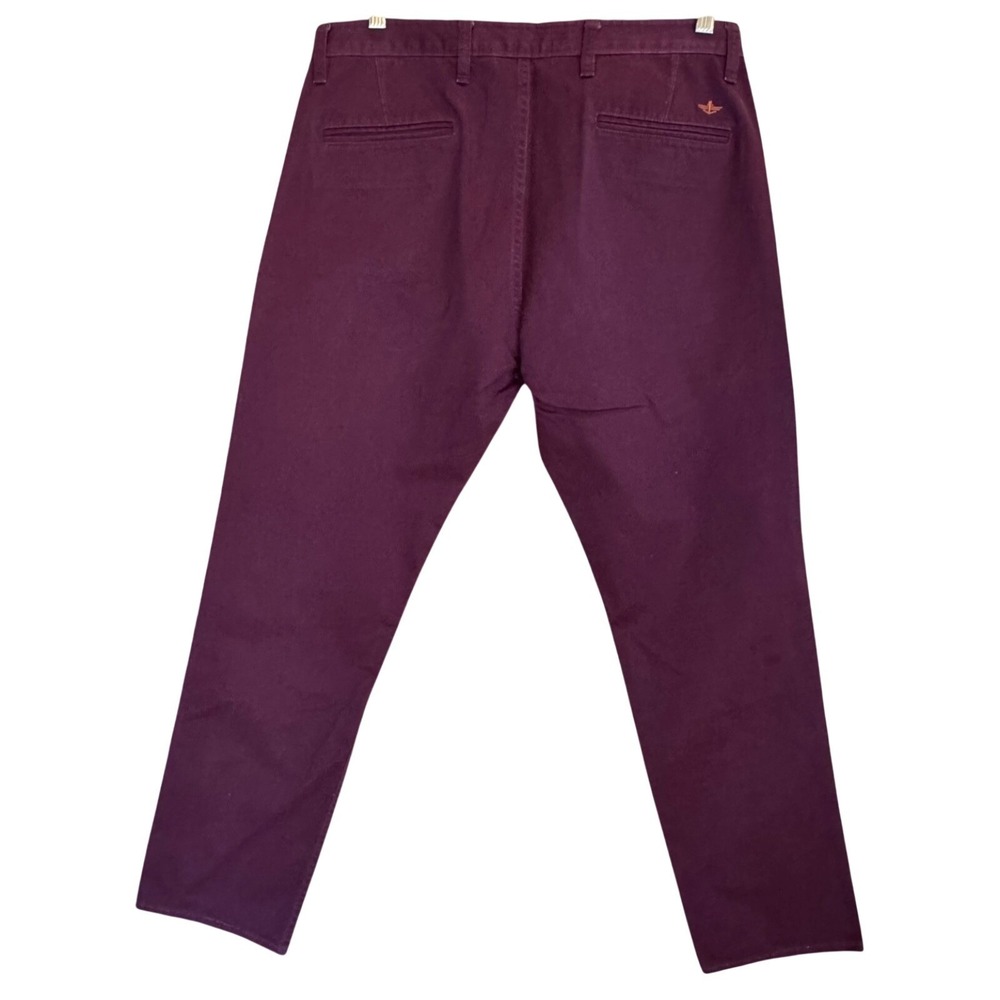 Dockers Alpha Slim Khaki Pants Mens 35x30 Maroon Worn Once Minor Flaw Fixable - Picture 2 of 8